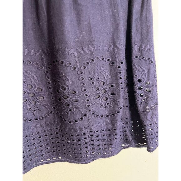 Retro Floral Eyelet Skirt Blue L Tiered Lace Boho Western Indie Folk Classic 80s - Picture 2 of 10